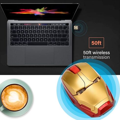 Ergonomic Wireless Mouse - Cool Mice 2.4G Portable Optical Mice with USB Receiver, for Notebook PC Laptop Computer Mac Book, Add a Keychain (Golden) in Saudi Arabia