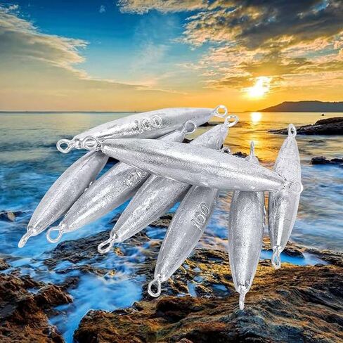 10 قطع من أوزان الصيد، غسالات الطوربيد المضمنة، مجموعة أوزان الصيد، أوزان الصيد، أوزان الصيد في المياه المالحة، أوزان حلقة مزدوجة - 1 أونصة (30 جم) in Kuwait