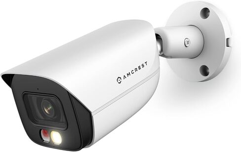 كاميرا Amcrest 5MP IP PoE AI مع رؤية ليلية ملونة 49 قدمًا، كاميرا رصاصة خارجية للأمان، ميكروفون مدمج، اكتشاف الإنسان والمركبة، رادع نشط، 129 درجة FOV، 5 ميجابكسل @ 20 إطارًا في الثانية IP5M-B1276EB-AI (أسود) in Kuwait