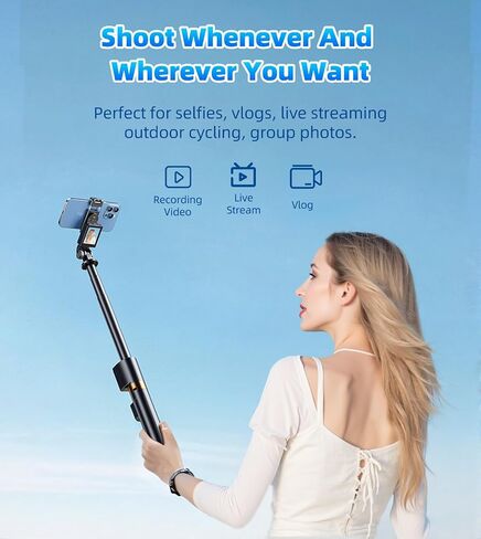 Flymoon Selfie Stick for iPhone with Remote Control, Detachable Live Screen - 68" Extendable Aluminum Phone Tripod Stand, 360° Rotation for Vlog, Live Streaming, iPhone & Android in Saudi Arabia