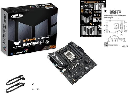 TUF Gaming A620AM-PLUS WiFi AMD A620A mATX Motherboard, 8+2+1 Power Stages, DDR5, PCIe 4.0, Dual M.2 Slots, WiFi 6, 2.5Gb Ethernet, Dual DisplayPort, HDMI, Rear USB-A 10Gbps, Front USB-C 10Gbps in Saudi Arabia