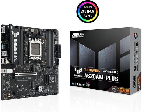 TUF Gaming A620AM-PLUS WiFi AMD A620A mATX Motherboard, 8+2+1 Power Stages, DDR5, PCIe 4.0, Dual M.2 Slots, WiFi 6, 2.5Gb Ethernet, Dual DisplayPort, HDMI, Rear USB-A 10Gbps, Front USB-C 10Gbps in Saudi Arabia