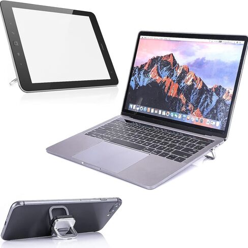 Silver Portable Electronic Device Stand - Premium Notebook-Computer-Stands, Black Aluminum Alloy, Adhesive-Backed for Ultimate Portability in Saudi Arabia
