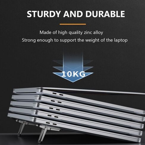 2PCS Foldable Laptop Stand, Portable Computer Keyboard Riser with 2 Adjustable Angles, Self-Adhesive Invisible Notebook Stand and Keyboard Lift for Desk(Silver) in Saudi Arabia