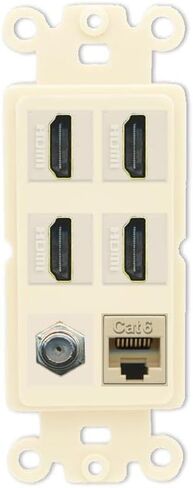 RiteAV 4 Port HDMI 1 Coax Cable TV - F-Type 1 Cat6 Ethernet لوحة حائط - الروك [بني / بني] in Saudi Arabia