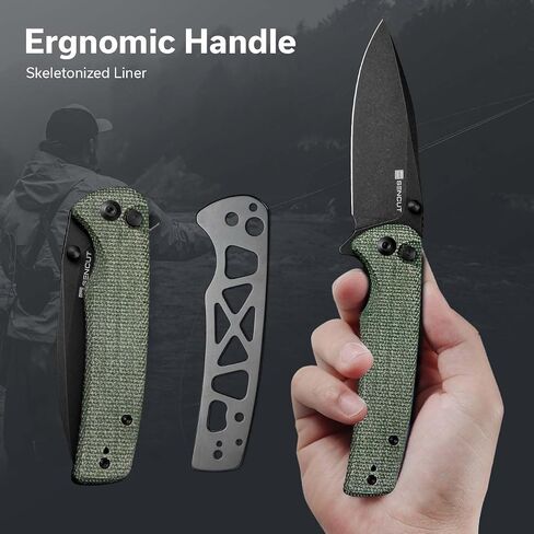 سكين جيب SENCUT Sachse سكين قابل للطي لـ EDC، مقبض ميكارتا أخضر 9Cr18MoV سكين قابل للطي مع مشبك، قفل زر سكين حمل يومي للرجال والنساء هدية داخلية وخارجية S21007-2 in Kuwait