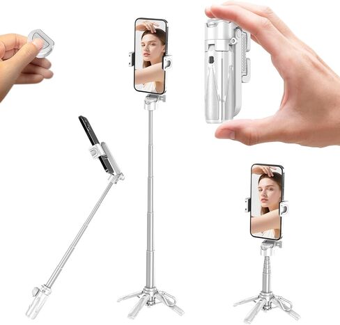 حامل ثلاثي عصا سيلفي Pocket Flex، حامل هاتف صغير 3 في 1 قابل للتمديد مع جهاز تحكم عن بعد لاسلكي، حامل ثلاثي محمول محمول باليد لهاتف iPhone Android، تصوير فوتوغرافي مباشر (أسود) in Saudi Arabia