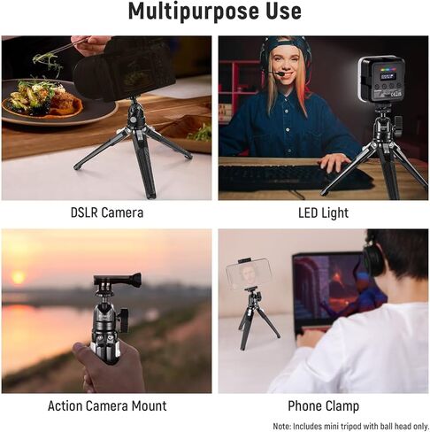 NEEWER إصدار مستوى الدخول حامل ثلاثي صغير للكاميرا، مكتب صغير محمول 360 درجة كاميرا ويب DSLR حامل حامل للهاتف الخلوي حامل عصا سيلفي متوافق مع تسجيل فيديو iPhone Samsung Android، GM-2G in Kuwait