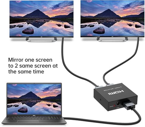 4K HDMI Splitter 1 in 4 Out + 5ft HDMI Cable, Yinker 4 Way HDMI Splitter 1x4 4Kx2K@30Hz w/AC Adapter, Mirror Duplicate for PS4 Fire Stick HDTV in Kuwait