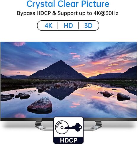 4K HDMI Splitter 1 in 4 Out + 5ft HDMI Cable, Yinker 4 Way HDMI Splitter 1x4 4Kx2K@30Hz w/AC Adapter, Mirror Duplicate for PS4 Fire Stick HDTV in Kuwait
