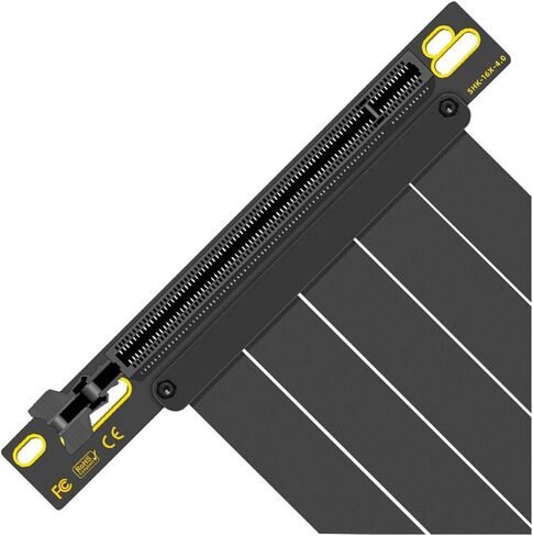 TEUCER PCI-E 4.0 X16 Riser Cable Video Card Extension Shielded Flexible 90° Mounting GPU Extension Cord Black/White(PCI-E 3.0,Black-15cm) in Saudi Arabia