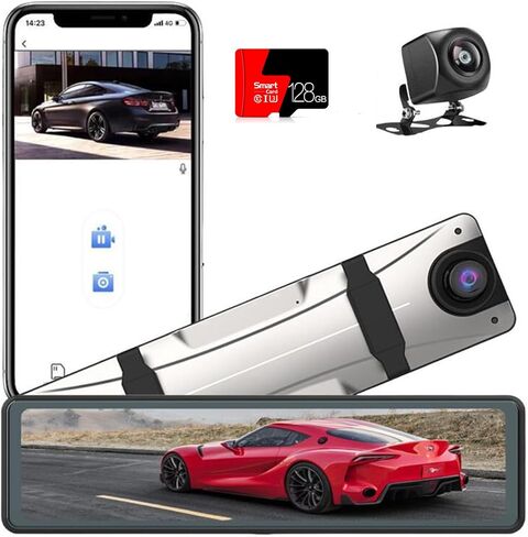 كاميرا داش كام أمامية وخلفية 4K+2K، كاميرا داش واي فاي، زاوية واسعة 170 درجة + 160 درجة، شاشة IPS 3.0 بوصة، رؤية ليلية، مستشعر G، WDR، شاشة انتظار 24 ساعة، مع بطاقة SD سعة 256 جيجابايت (3 بوصة) in Saudi Arabia