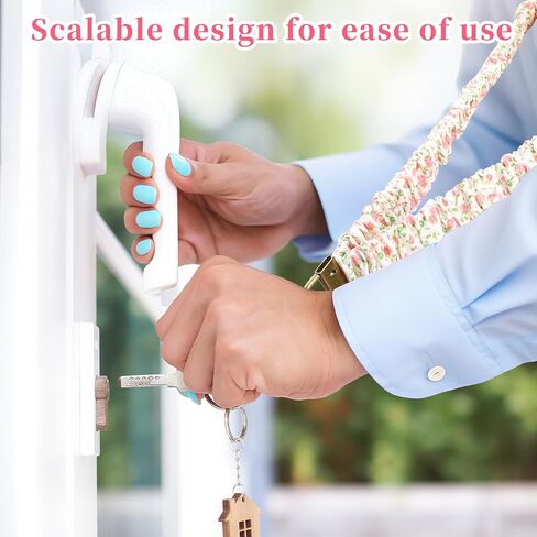 2 Pack Cottagecore-style Scrunchie Lanyards for ID Badges and Keys - Pink & Green Floral Print Retractable Keychain Neck Stretchy Lanyard with Clip Closure for Teachers, Nurses, School, Office in Saudi Arabia