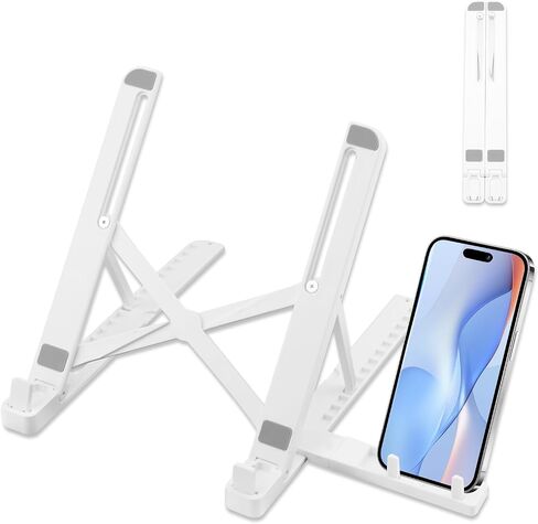 Laptop Stand for Desk,Adjustable ABS & Silicone Foldable Riser with Ventilated Cooling-Holder for 10-15.6" Notebooks,Tablets and Computers,White in Saudi Arabia