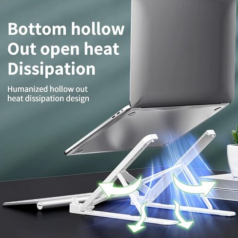 Laptop Stand for Desk,Adjustable ABS & Silicone Foldable Riser with Ventilated Cooling-Holder for 10-15.6" Notebooks,Tablets and Computers,White in Saudi Arabia