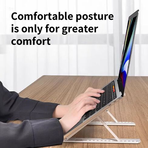 Laptop Stand for Desk,Adjustable ABS & Silicone Foldable Riser with Ventilated Cooling-Holder for 10-15.6" Notebooks,Tablets and Computers,White in Saudi Arabia