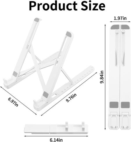Laptop Stand for Desk,Adjustable ABS & Silicone Foldable Riser with Ventilated Cooling-Holder for 10-15.6" Notebooks,Tablets and Computers,White in Saudi Arabia
