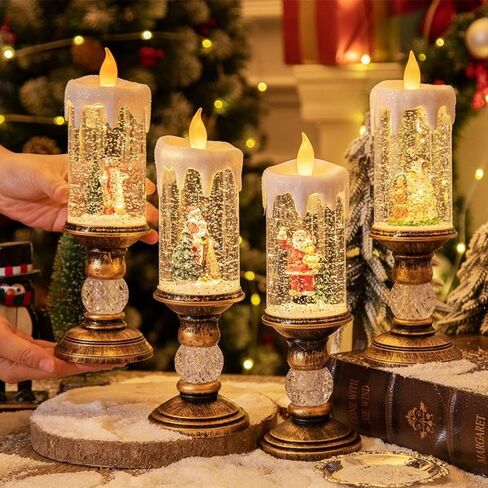 Christmas Decorations, Candle Lights, Christmas Crystal Lights, Glowing Snow, Comes with 8 Songs, USB Charging in Saudi Arabia