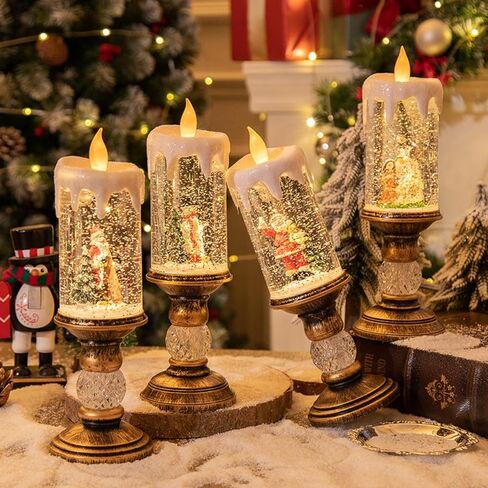 Christmas Decorations, Candle Lights, Christmas Crystal Lights, Glowing Snow, Comes with 8 Songs, USB Charging in Saudi Arabia