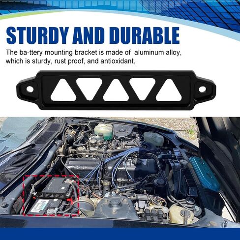 ASUBHA Battery Hold Down Sets, Aluminum Alloy Battery Tie Down Mount Bracket, Battery Hold Down Bracket with J Bolts, Universal 8.5" Triangular Five-Hole Car Battery Holder Kit for Car, SUV, RV in Saudi Arabia