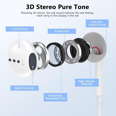 USB C Headphones for iPhone 16 15,2 Pack USBC Type C Earphones with Microphone & Remote Control Noise Cancelling Wired Earbuds for iPhone 17 16 15 Pro Max,iPad,Galaxy S25 S24 Ultra,Pixel 9 in Saudi Arabia