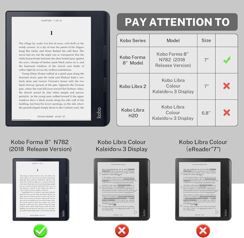 Case Compatible with 8" Kobo Forma(Model N782, 2018 Release Version), Includes a Screen Protector - Premium PU Leather Cover with Auto Sleep/Wake in Saudi Arabia