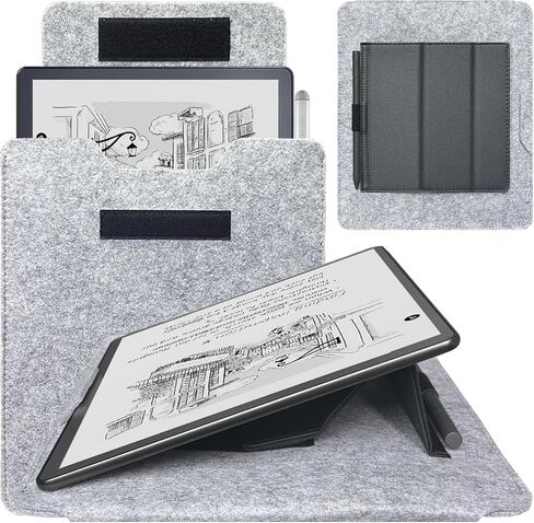 DMluna Tablet Sleeve Bag for Kindle Scribe/Scribe Colorsoft 11" 2025 Release, Protective Case Cover with Adjustable Stand Function & Pen Holder, Scratch Resistant, Organization, Grey+Black in Saudi Arabia