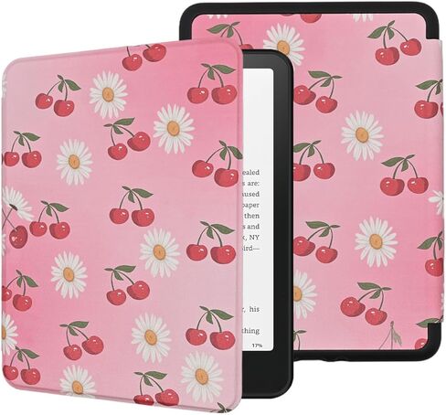 حافظة لجهاز Kindle الجديد مقاس 6 بوصات (الجيل الحادي عشر، إصدار 2022/2024)، غطاء واقٍ من جلد البولي يوريثان خفيف الوزن مع خاصية التنبيه/السكون التلقائي، تركيبة وردية in Kuwait