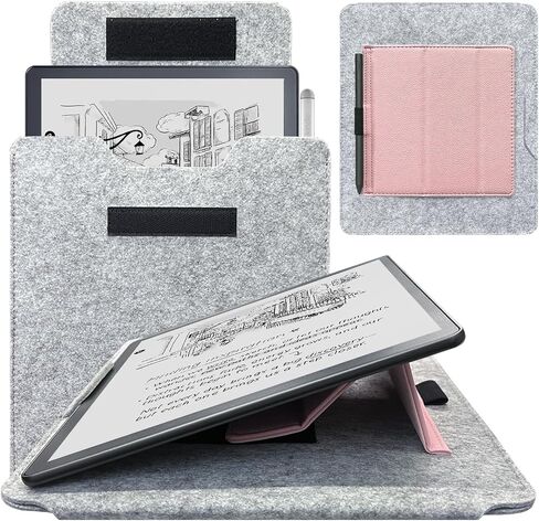 DMluna Tablet Sleeve Bag for Kindle Scribe/Scribe Colorsoft 11" 2025 Release, Protective Case Cover with Adjustable Stand Function & Pen Holder, Scratch Resistant, Organization, Grey+Black in Saudi Arabia