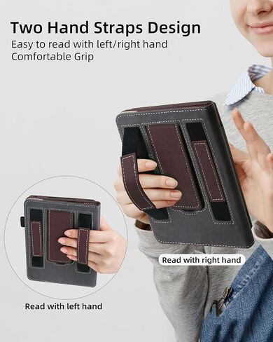 Stand Case for 7" All-New Kindle Paperwhite 12th Generation (2024 Released) and Kindle Colorsoft Signature Edition, PU Leather Cover with Auto-Wake/Sleep and Hand Straps in Saudi Arabia