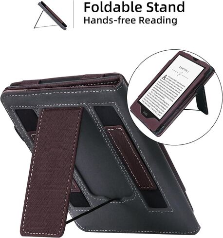 Stand Case for 7" All-New Kindle Paperwhite 12th Generation (2024 Released) and Kindle Colorsoft Signature Edition, PU Leather Cover with Auto-Wake/Sleep and Hand Straps in Saudi Arabia