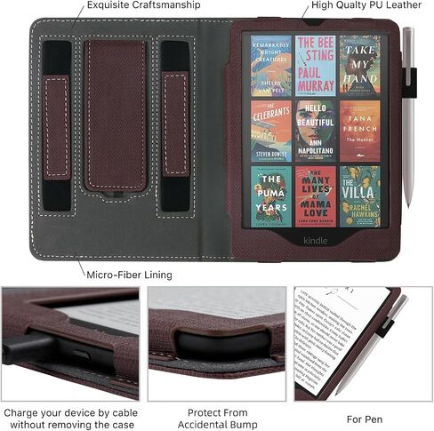 Stand Case for 7" All-New Kindle Paperwhite 12th Generation (2024 Released) and Kindle Colorsoft Signature Edition, PU Leather Cover with Auto-Wake/Sleep and Hand Straps in Saudi Arabia