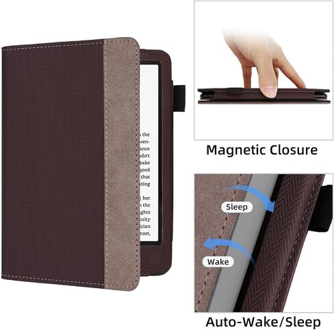 Stand Case for 7" All-New Kindle Paperwhite 12th Generation (2024 Released) and Kindle Colorsoft Signature Edition, PU Leather Cover with Auto-Wake/Sleep and Hand Straps in Saudi Arabia