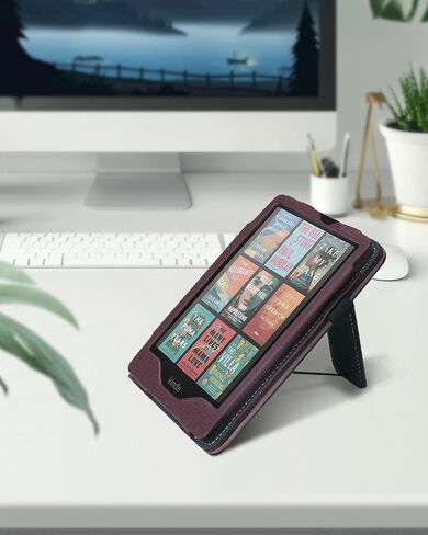 Stand Case for 7" All-New Kindle Paperwhite 12th Generation (2024 Released) and Kindle Colorsoft Signature Edition, PU Leather Cover with Auto-Wake/Sleep and Hand Straps in Saudi Arabia
