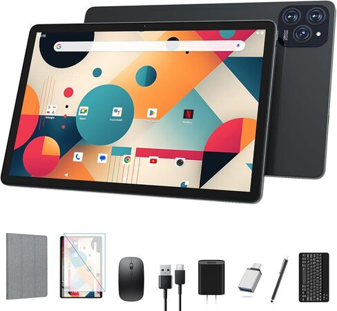 Tablet, 2025 Latest 11 inch Android 15 Tablet, 5G WiFi+Cellular, MTK8786 Octa-Core, 16GB 128GB 1TB Expansion, 4G LTE Tableta, 21MP Camera, Gemini AI 2.0, Tablets with Keyboard, Mouse, Case in Kuwait
