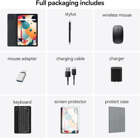 Tablet, 2025 Latest 11 inch Android 15 Tablet, 5G WiFi+Cellular, MTK8786 Octa-Core, 16GB 128GB 1TB Expansion, 4G LTE Tableta, 21MP Camera, Gemini AI 2.0, Tablets with Keyboard, Mouse, Case in Kuwait