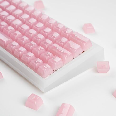 Crystal Transparent Clear Keycaps Jelly, Pink MDA Profile, 115 Keys Cute Custom Set for Cherry MX, Mechanical Gaming Keyboards, RGB Compatible (Pink) in Saudi Arabia