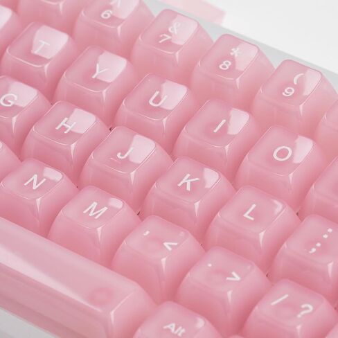Crystal Transparent Clear Keycaps Jelly, Pink MDA Profile, 115 Keys Cute Custom Set for Cherry MX, Mechanical Gaming Keyboards, RGB Compatible (Pink) in Saudi Arabia