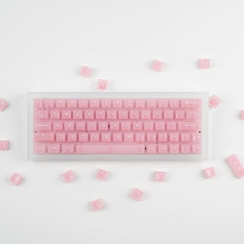 Crystal Transparent Clear Keycaps Jelly, Pink MDA Profile, 115 Keys Cute Custom Set for Cherry MX, Mechanical Gaming Keyboards, RGB Compatible (Pink) in Saudi Arabia