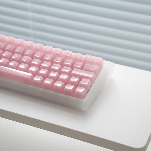 Crystal Transparent Clear Keycaps Jelly, Pink MDA Profile, 115 Keys Cute Custom Set for Cherry MX, Mechanical Gaming Keyboards, RGB Compatible (Pink) in Saudi Arabia