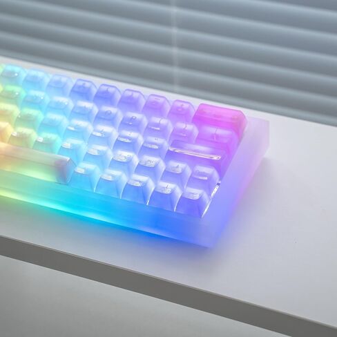 Crystal Transparent Clear Keycaps Jelly, Pink MDA Profile, 115 Keys Cute Custom Set for Cherry MX, Mechanical Gaming Keyboards, RGB Compatible (Pink) in Saudi Arabia
