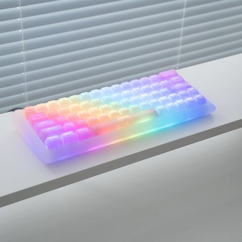 Crystal Transparent Clear Keycaps Jelly, Pink MDA Profile, 115 Keys Cute Custom Set for Cherry MX, Mechanical Gaming Keyboards, RGB Compatible (Pink) in Saudi Arabia