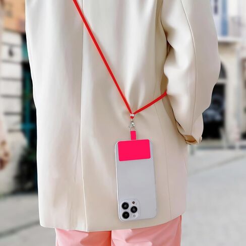 Universal Nylon Crossbody Phone Lanyard with Patch Holder, Adjustable Hands-Free Neck Strap for Smartphones in Saudi Arabia