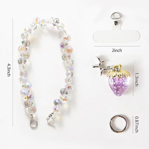 Sparkling Beaded Phone Charm, Detachable Anti Theft Cell Phone Lanyard Hands-Free Wrist Strap, Phone Chain Wristlet for Women in Saudi Arabia
