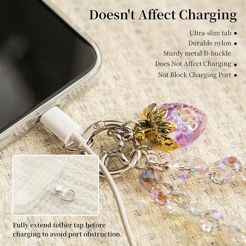 Sparkling Beaded Phone Charm, Detachable Anti Theft Cell Phone Lanyard Hands-Free Wrist Strap, Phone Chain Wristlet for Women in Saudi Arabia