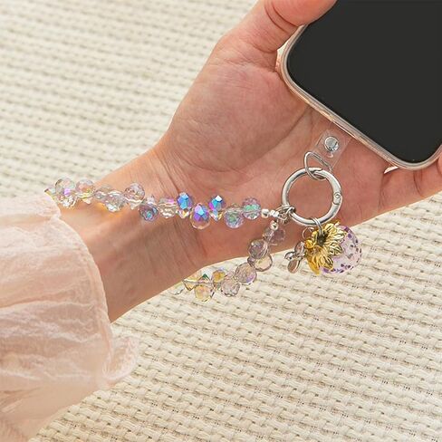 Sparkling Beaded Phone Charm, Detachable Anti Theft Cell Phone Lanyard Hands-Free Wrist Strap, Phone Chain Wristlet for Women in Saudi Arabia