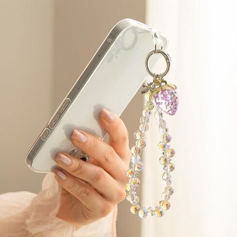 Sparkling Beaded Phone Charm, Detachable Anti Theft Cell Phone Lanyard Hands-Free Wrist Strap, Phone Chain Wristlet for Women in Saudi Arabia