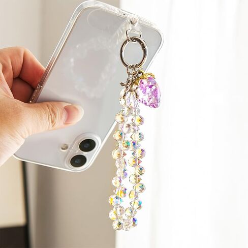 Sparkling Beaded Phone Charm, Detachable Anti Theft Cell Phone Lanyard Hands-Free Wrist Strap, Phone Chain Wristlet for Women in Saudi Arabia