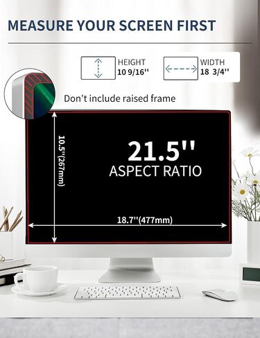 Seorsok 2-Pack 21.5 Inch Privacy Screen for Computer Monitor 16:9 Aspect Ratio,Anti Peeping Anti Blue Light Computer Monitor Privacy Filter,Removable Eye Protection&Anti-Scratch 21.5in Protector Film in Saudi Arabia