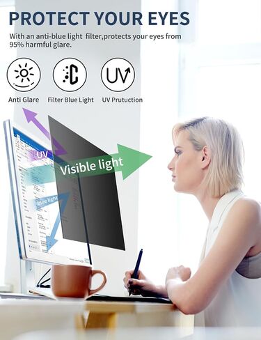 Seorsok 2-Pack 21.5 Inch Privacy Screen for Computer Monitor 16:9 Aspect Ratio,Anti Peeping Anti Blue Light Computer Monitor Privacy Filter,Removable Eye Protection&Anti-Scratch 21.5in Protector Film in Saudi Arabia